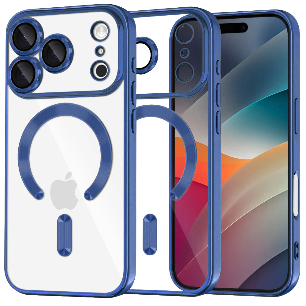 Husa MagSafe pentru Apple iPhone 17 Pro, Techsuit, Luxury Crystal, Albastra