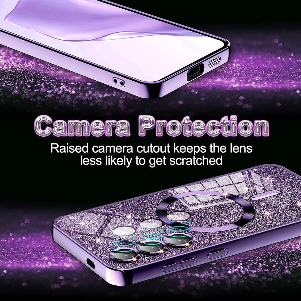Husa MagSafe pentru Apple iPhone 17 Pro, Techsuit, Luxury Glitter, Albastra
