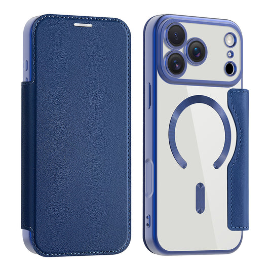 Husa MagSafe pentru Apple iPhone 17 Pro, Techsuit, SmartMag Book, Albastra