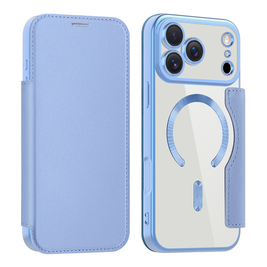 Husa MagSafe pentru Apple iPhone 17 Pro, Techsuit, SmartMag Book, Bleu