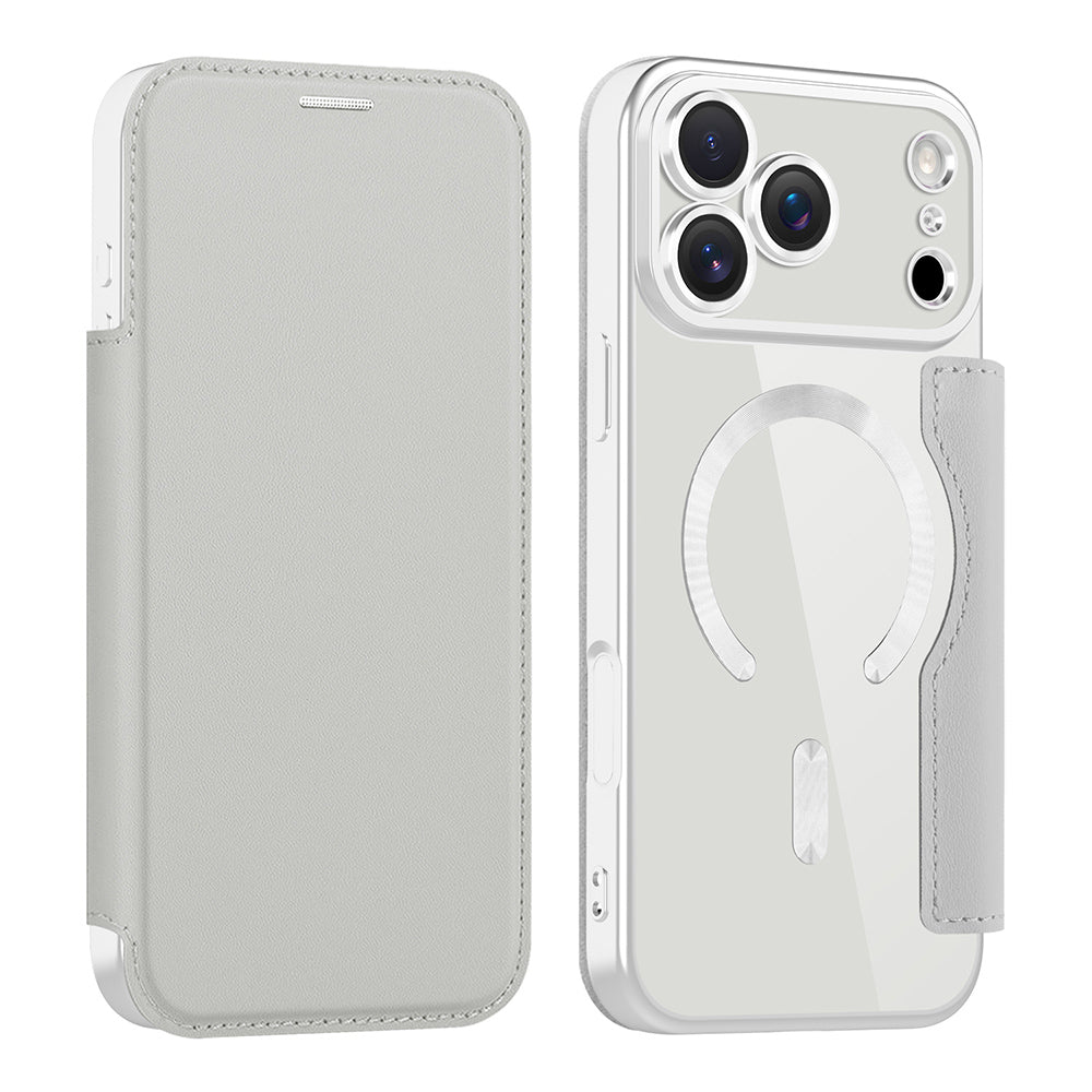 Husa MagSafe pentru Apple iPhone 17 Pro, Techsuit, SmartMag Book, Gri