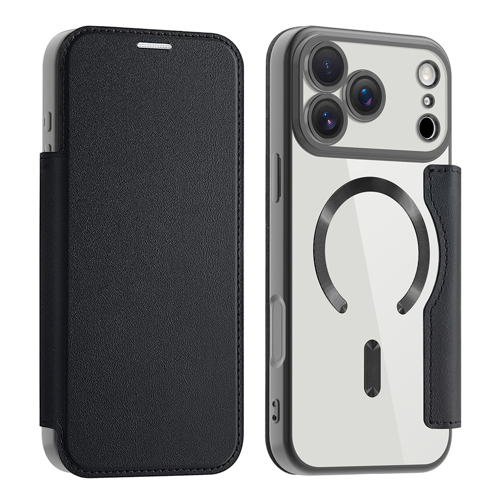 Husa MagSafe pentru Apple iPhone 17 Pro, Techsuit, SmartMag Book, Neagra