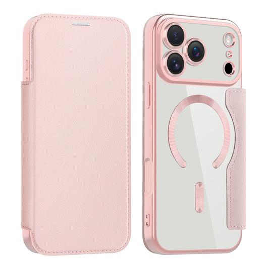 Husa MagSafe pentru Apple iPhone 17 Pro, Techsuit, SmartMag Book, Roz