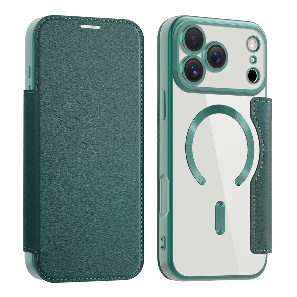Husa MagSafe pentru Apple iPhone 17 Pro, Techsuit, SmartMag Book, Verde