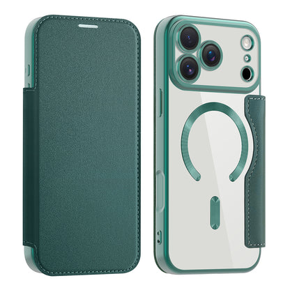 Husa MagSafe pentru Apple iPhone 17 Pro, Techsuit, SmartMag Book, Verde