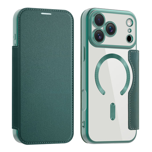 Husa MagSafe pentru Apple iPhone 17 Pro, Techsuit, SmartMag Book, Verde