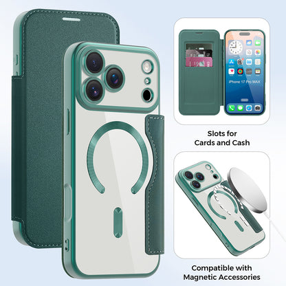 Husa MagSafe pentru Apple iPhone 17 Pro, Techsuit, SmartMag Book, Verde