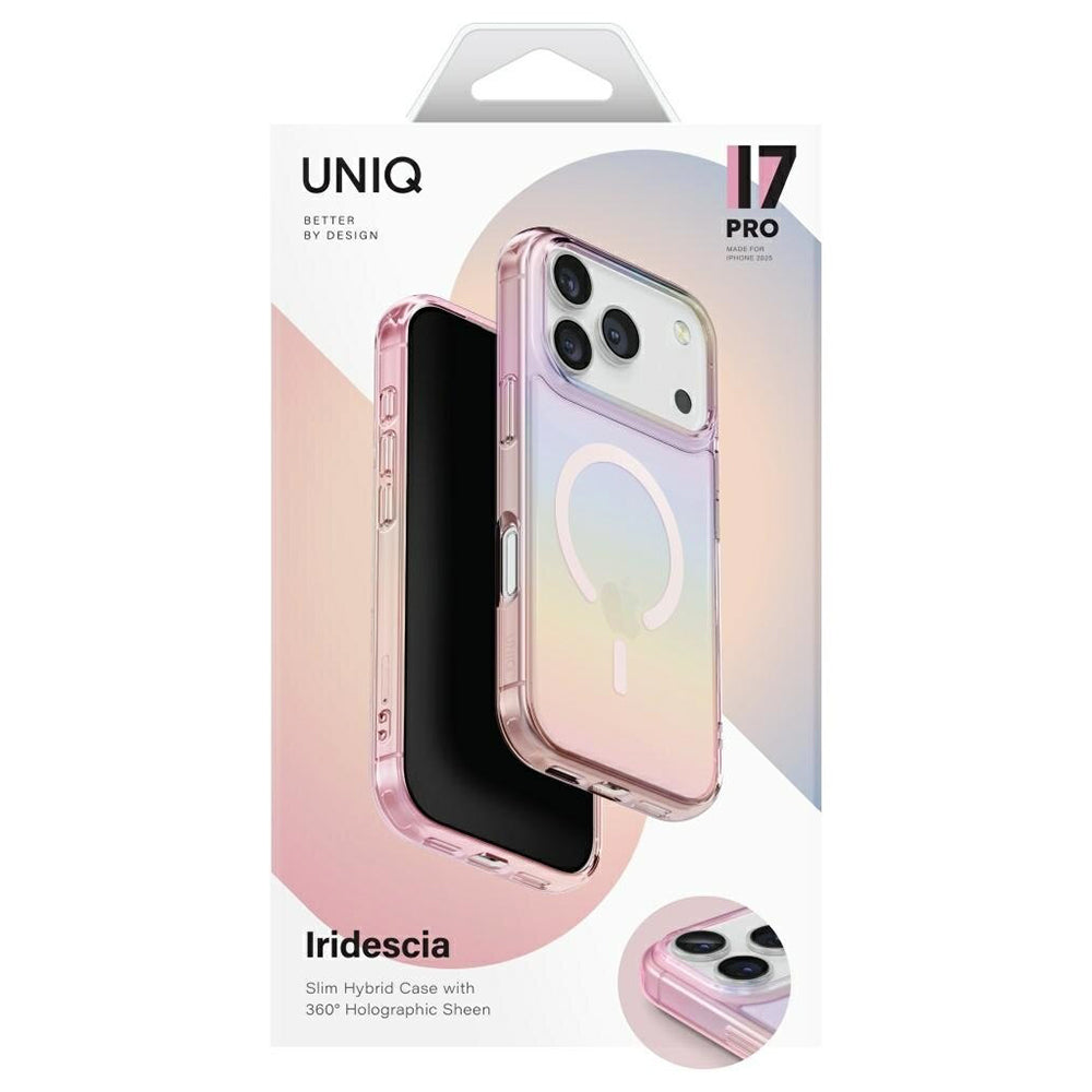 Husa MagSafe pentru Apple iPhone 17 Pro, UNIQ, Iridescia MagClick, Bleu Pastel