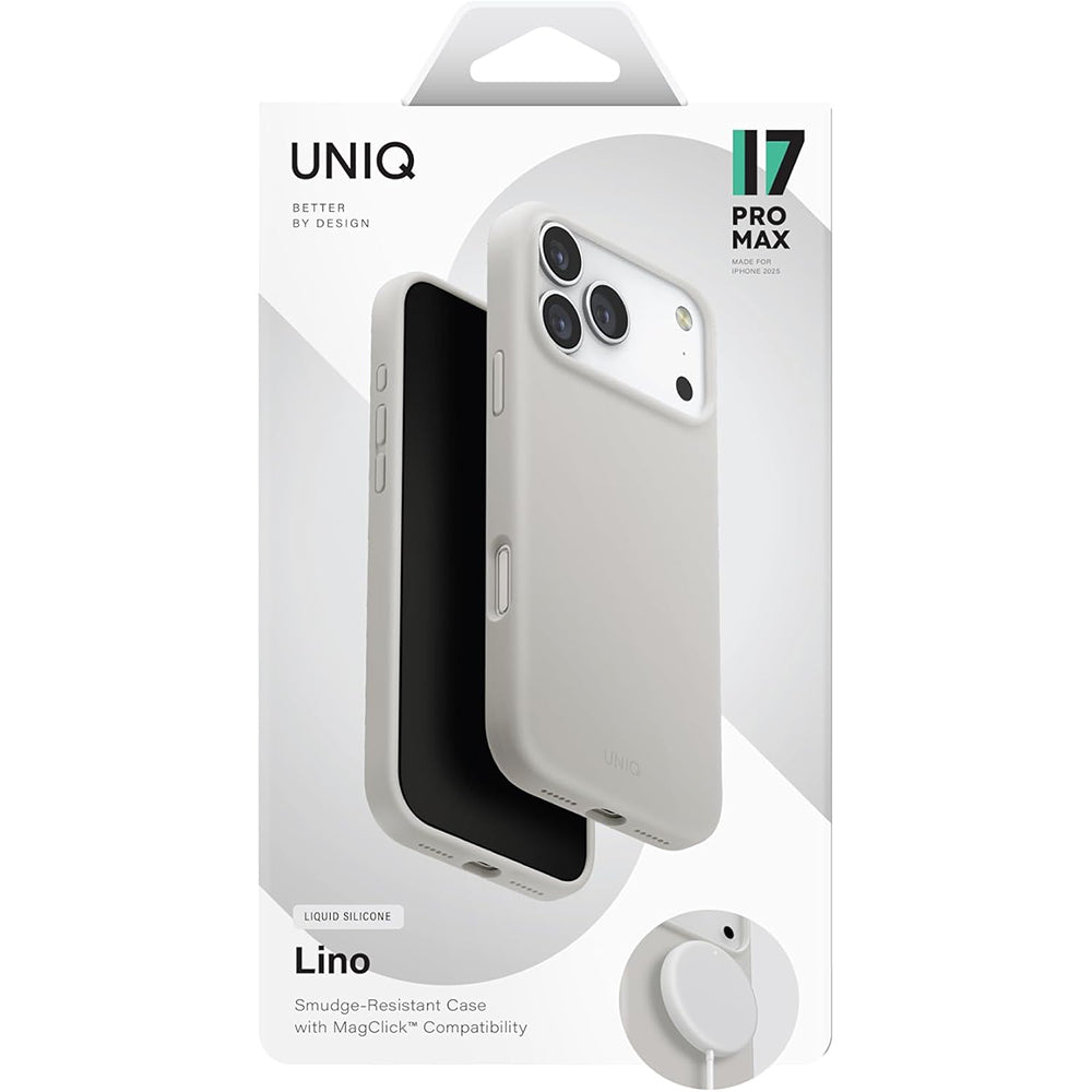 Husa MagSafe pentru Apple iPhone 17 Pro, UNIQ, Lino MagClick, Gri