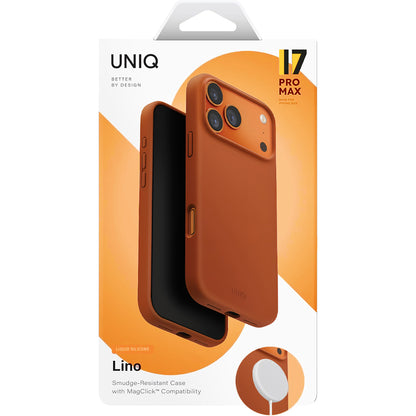 Husa MagSafe pentru Apple iPhone 17 Pro, UNIQ, Lino MagClick, Portocalie Inchis