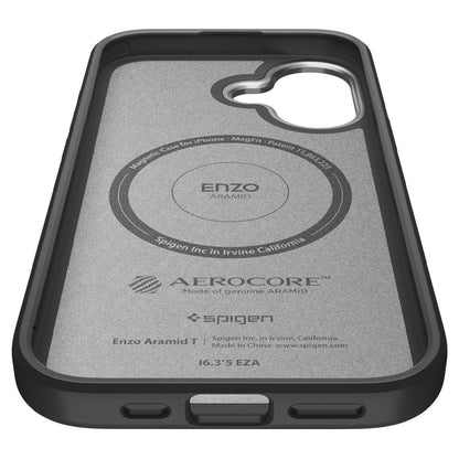 Husa MagSafe pentru Apple iPhone 17, Spigen, Enzo Aramid T, Neagra Argintie