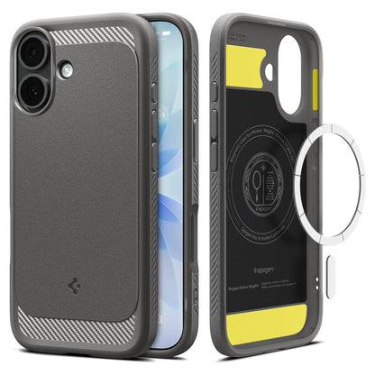 Husa MagSafe pentru Apple iPhone 17, Spigen, Rugged Armor, Gri