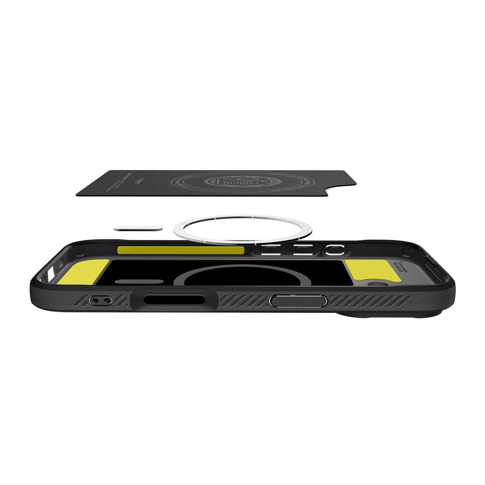 Husa MagSafe pentru Apple iPhone 17, Spigen, Rugged Armor, Neagra Mata