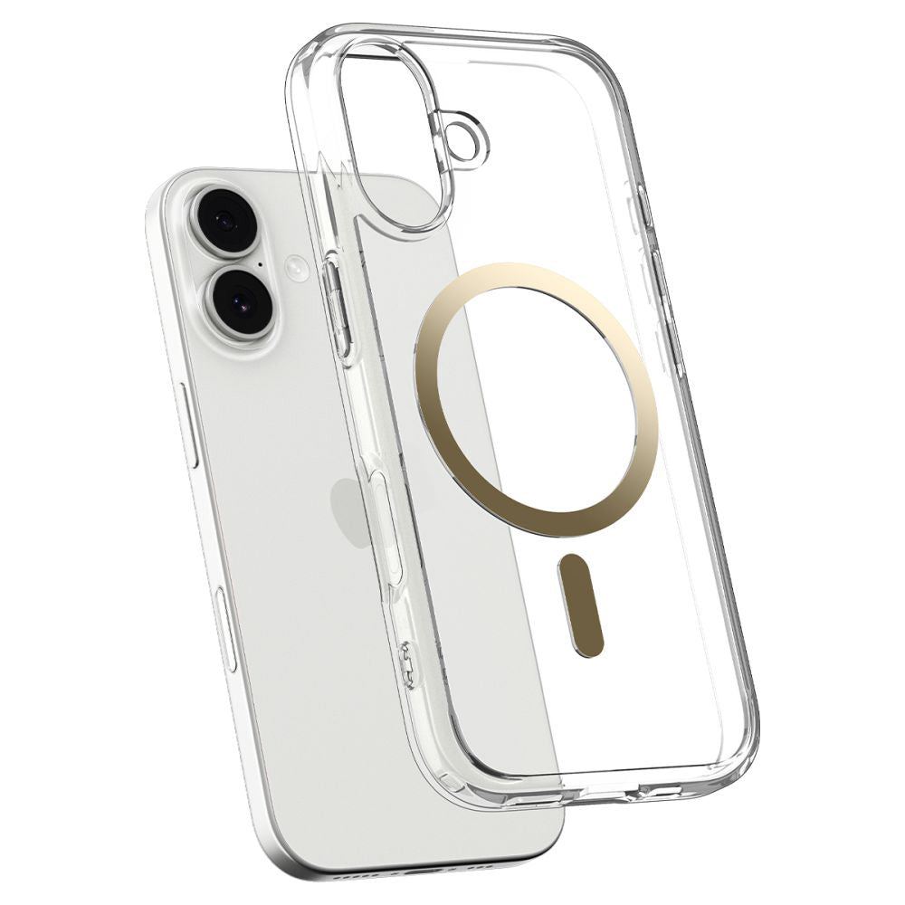 Husa MagSafe pentru Apple iPhone 17, Spigen, Ultra Hybrid, Aurie Transparenta