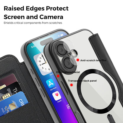 Husa MagSafe pentru Apple iPhone 17, Techsuit, SmartMag Book, Albastra