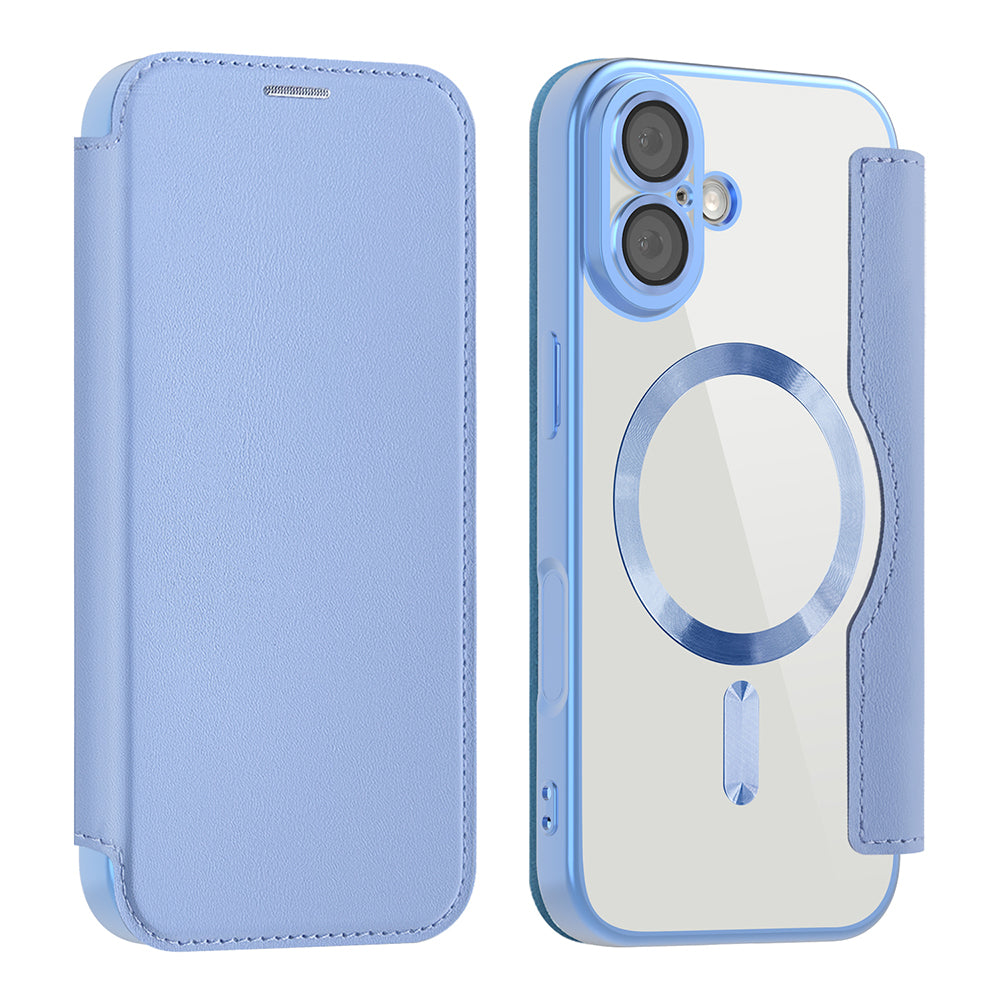 Husa MagSafe pentru Apple iPhone 17, Techsuit, SmartMag Book, Bleu