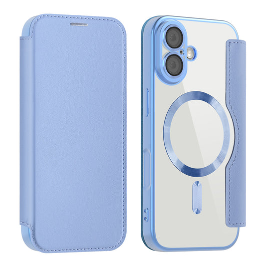 Husa MagSafe pentru Apple iPhone 17, Techsuit, SmartMag Book, Bleu