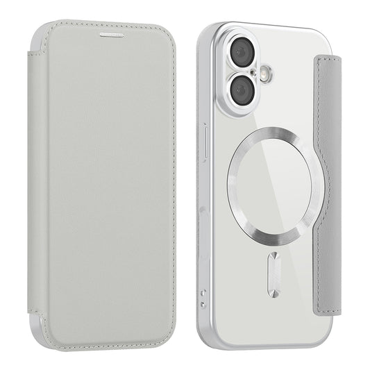 Husa MagSafe pentru Apple iPhone 17, Techsuit, SmartMag Book, Gri