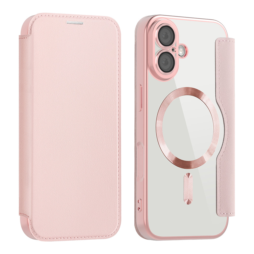 Husa MagSafe pentru Apple iPhone 17, Techsuit, SmartMag Book, Roz