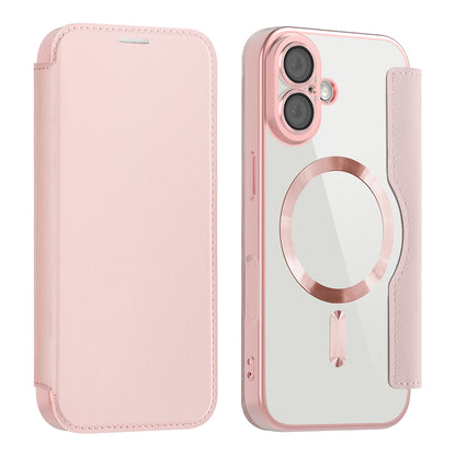 Husa MagSafe pentru Apple iPhone 17, Techsuit, SmartMag Book, Roz
