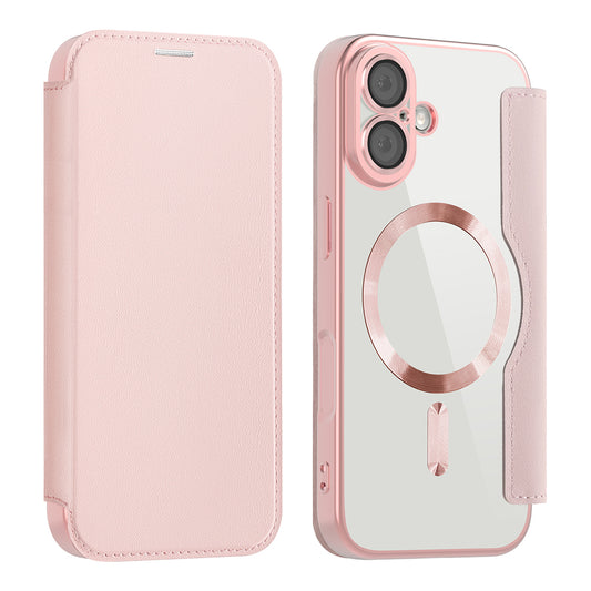 Husa MagSafe pentru Apple iPhone 17, Techsuit, SmartMag Book, Roz
