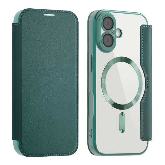 Husa MagSafe pentru Apple iPhone 17, Techsuit, SmartMag Book, Verde
