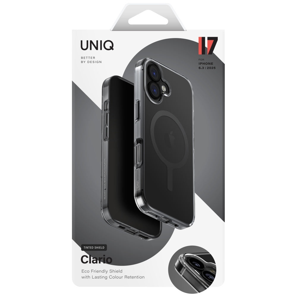 Husa MagSafe pentru Apple iPhone 17, UNIQ, Clario MagClick, Fumurie