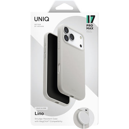 Husa MagSafe pentru Apple iPhone 17, UNIQ, Lino MagClick, Gri