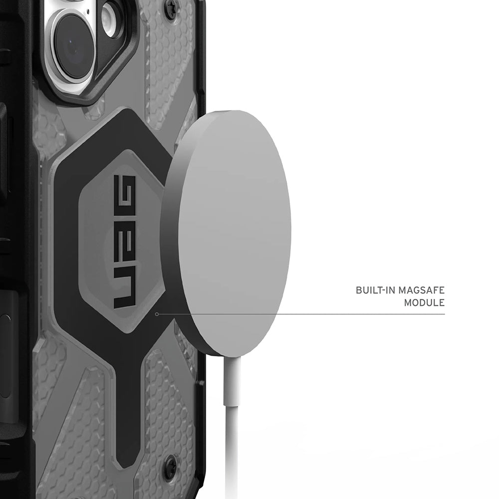 Husa MagSafe pentru Apple iPhone 17, Urban Armor Gear, Pathfinder Clear, Gri