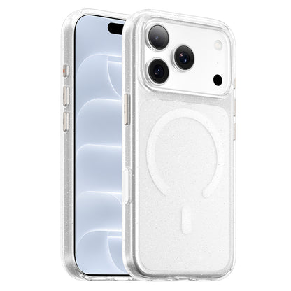 Husa MagSafe pentru Apple iPhone 18 Pro / 17 Pro, Blueo, Crystal Pro Anti-Drop Glitter, Transparenta