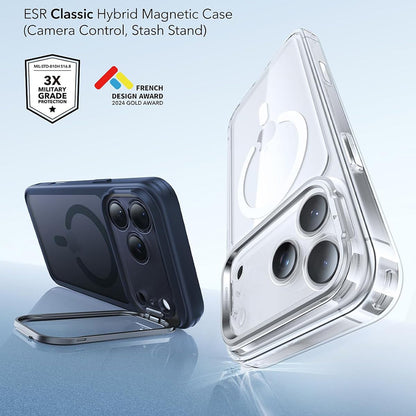Husa MagSafe pentru Apple iPhone 18 Pro / 17 Pro, ESR, Classic Hybrid Kickstand, Albastra Satinata