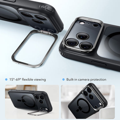Husa MagSafe pentru Apple iPhone 18 Pro / 17 Pro, ESR, Classic Hybrid Kickstand, Neagra Transparenta