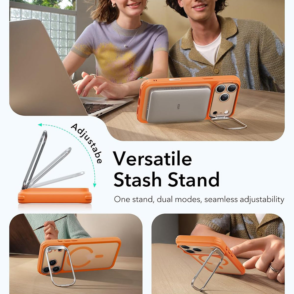 Husa MagSafe pentru Apple iPhone 18 Pro / 17 Pro, ESR, Classic Hybrid Kickstand, Portocalie Satinata