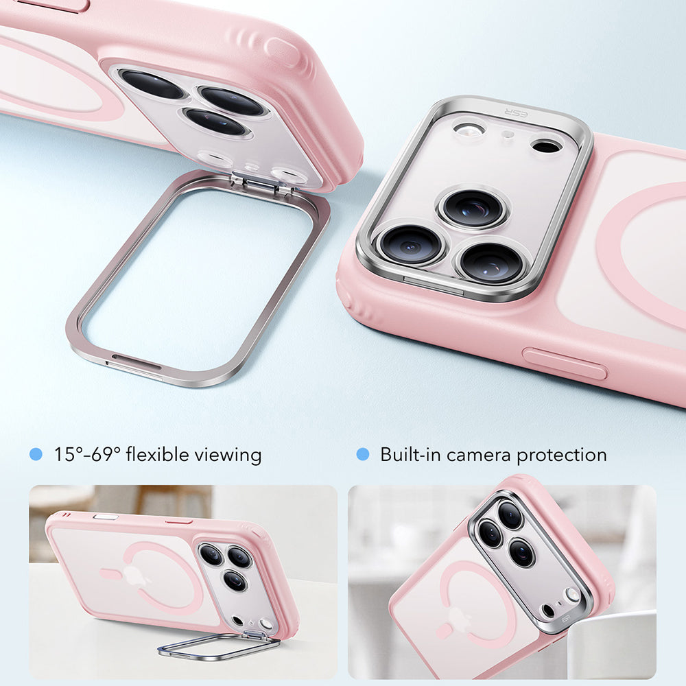 Husa MagSafe pentru Apple iPhone 18 Pro / 17 Pro, ESR, Classic Hybrid Kickstand, Roz Satinata