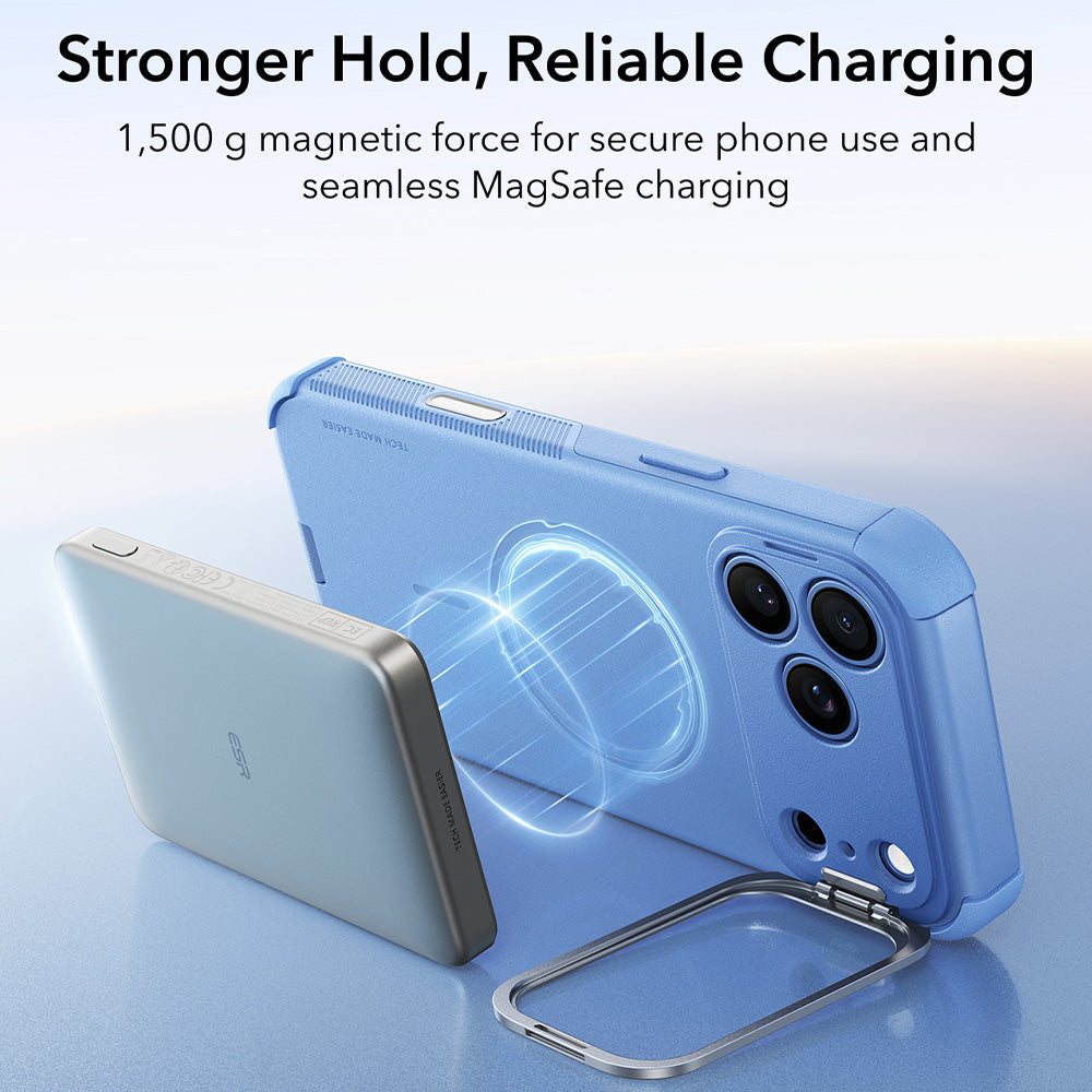 Husa MagSafe pentru Apple iPhone 18 Pro / 17 Pro, ESR, Cyber Armor Kickstand, Bleu
