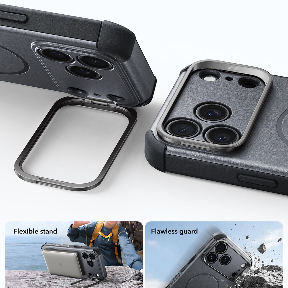 Husa MagSafe pentru Apple iPhone 18 Pro / 17 Pro, ESR, Cyber Armor Kickstand, Gri