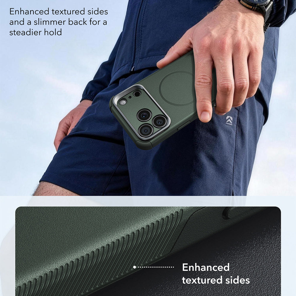 Husa MagSafe pentru Apple iPhone 18 Pro / 17 Pro, ESR, Cyber Armor Kickstand, Verde