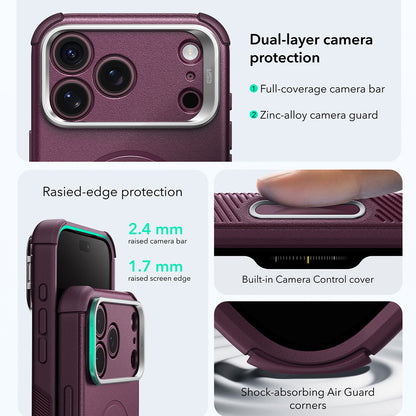 Husa MagSafe pentru Apple iPhone 18 Pro / 17 Pro, ESR, Cyber Armor Kickstand, Visinie Inchis Satinata
