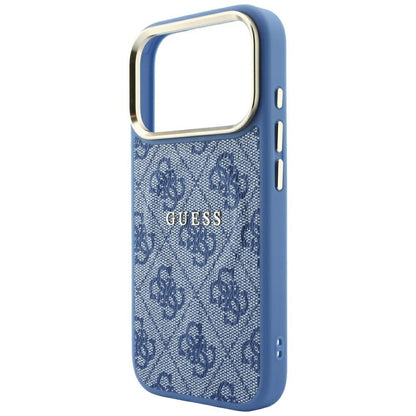 Husa MagSafe pentru Apple iPhone 18 Pro / 17 Pro, Guess, 4G Embossed Classic, Albastra