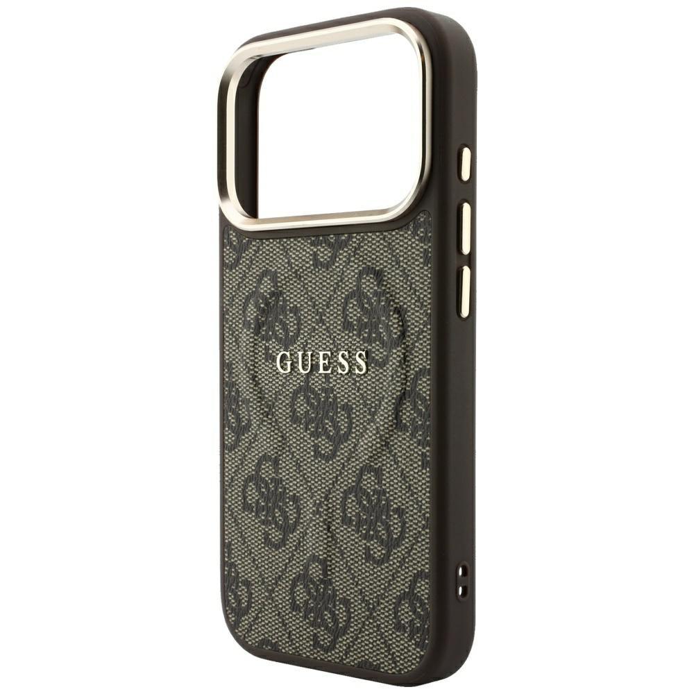 Husa MagSafe pentru Apple iPhone 18 Pro / 17 Pro, Guess, 4G Embossed Classic, Maro