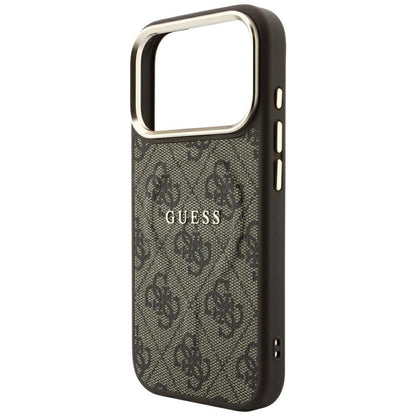 Husa MagSafe pentru Apple iPhone 18 Pro / 17 Pro, Guess, 4G Embossed Classic, Maro