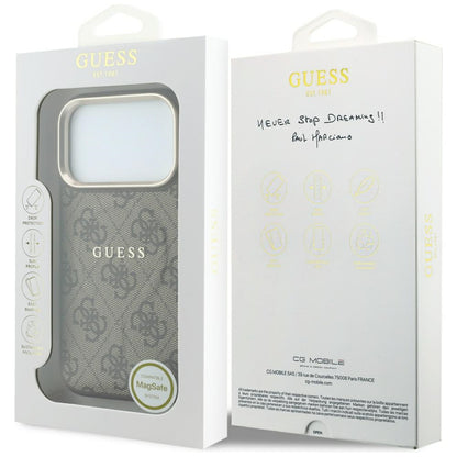 Husa MagSafe pentru Apple iPhone 18 Pro / 17 Pro, Guess, 4G Embossed Classic, Maro