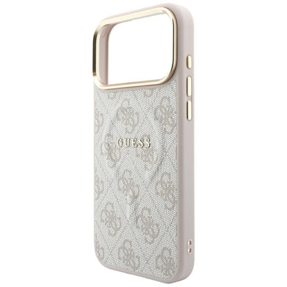 Husa MagSafe pentru Apple iPhone 18 Pro / 17 Pro, Guess, 4G Embossed Classic, Roz