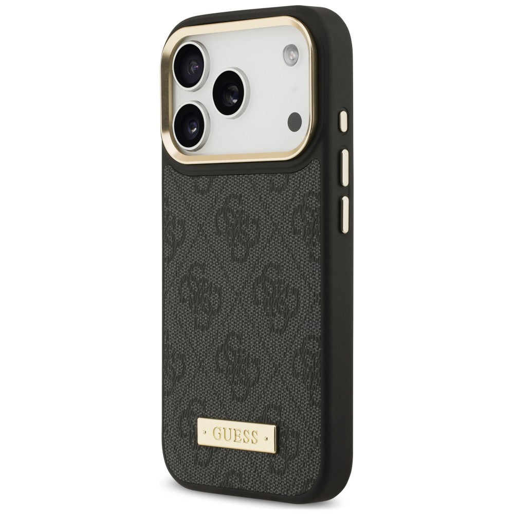 Husa MagSafe pentru Apple iPhone 18 Pro / 17 Pro, Guess, 4G Logo Plate, Neagra