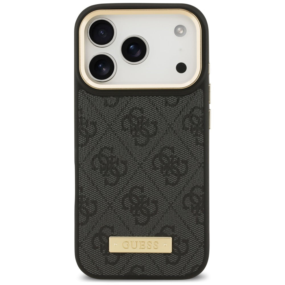 Husa MagSafe pentru Apple iPhone 18 Pro / 17 Pro, Guess, 4G Logo Plate, Neagra