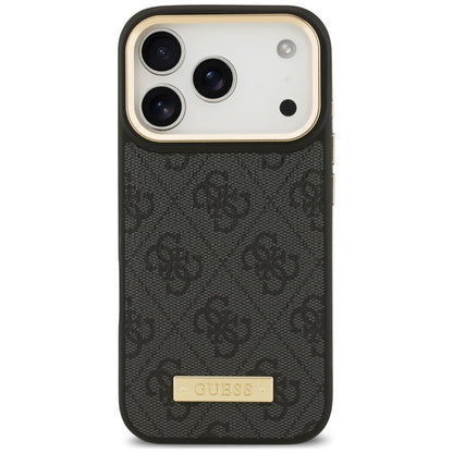 Husa MagSafe pentru Apple iPhone 18 Pro / 17 Pro, Guess, 4G Logo Plate, Neagra