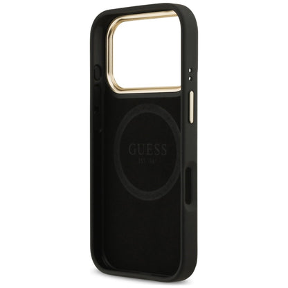 Husa MagSafe pentru Apple iPhone 18 Pro / 17 Pro, Guess, 4G Logo Plate, Neagra