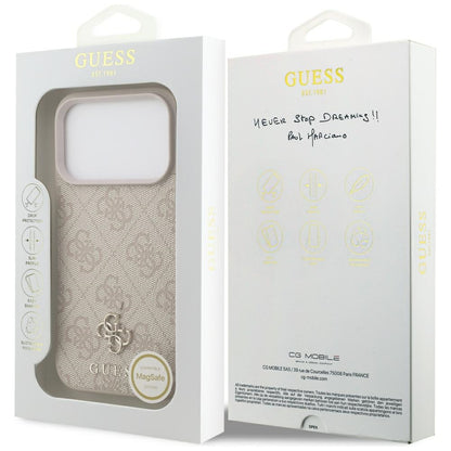 Husa MagSafe pentru Apple iPhone 18 Pro / 17 Pro, Guess, 4G Small and Classic, Roz