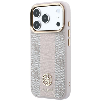 Husa MagSafe pentru Apple iPhone 18 Pro / 17 Pro, Guess, 4G Stripe Round Classic Logo, Roz