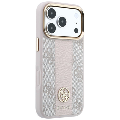 Husa MagSafe pentru Apple iPhone 18 Pro / 17 Pro, Guess, 4G Stripe Round Classic Logo, Roz